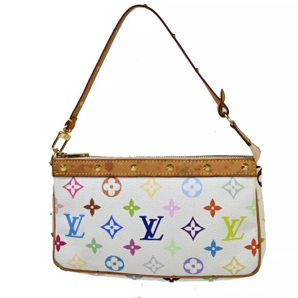 LOUIS VUITTON Pochette Accessoires Hand Bag Monogram Multi White M92649 22EA905 - Picture 1 of 12